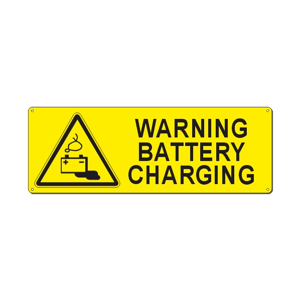 WARNING BATTERY CHARGING 350x125 MM