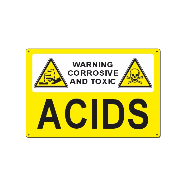 ACIDS | WARNING CORROSIVE AND TOXIC 500x330 MM