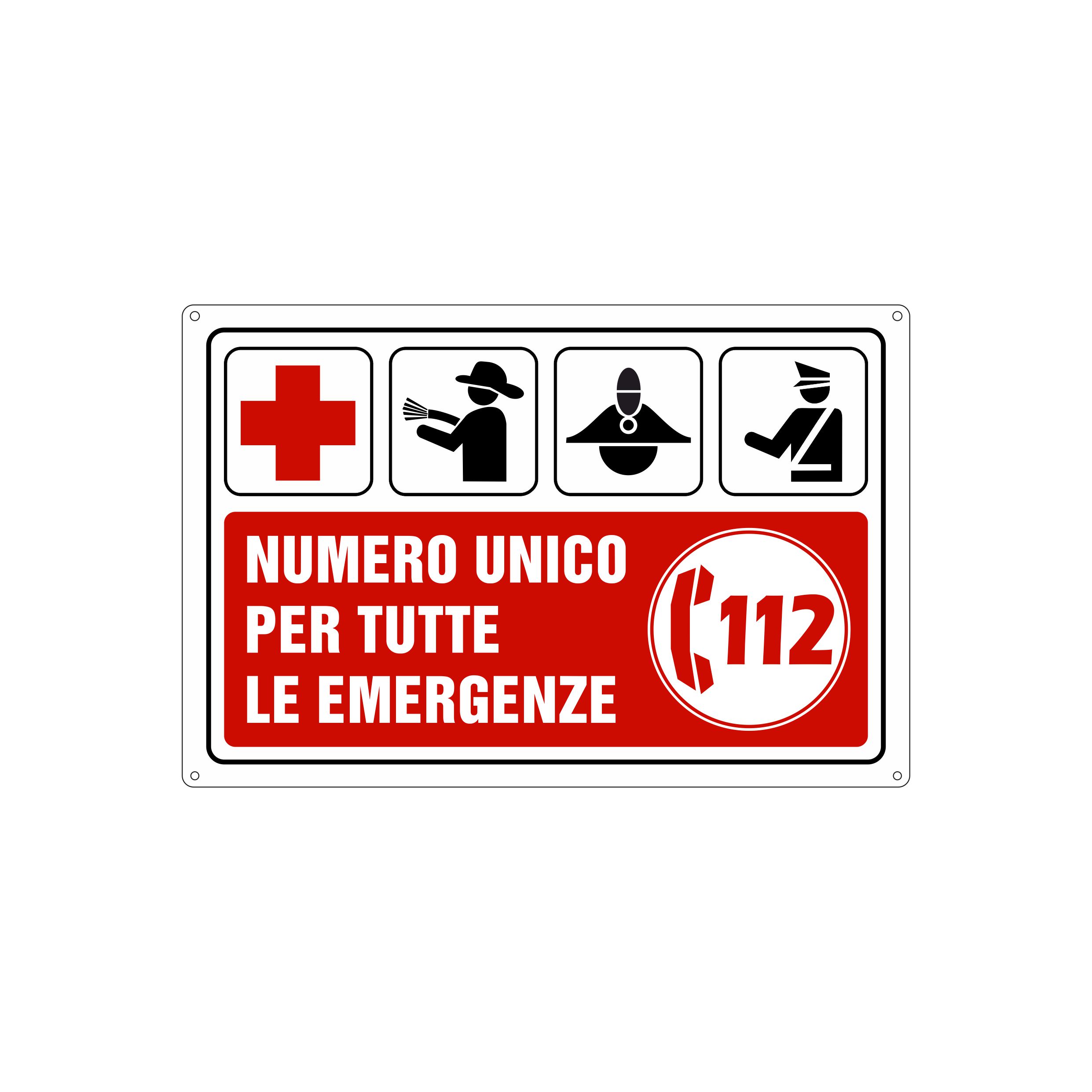 112 NUMERO UNICO PER TUTTE LE EMERGENZE 300X200 MM