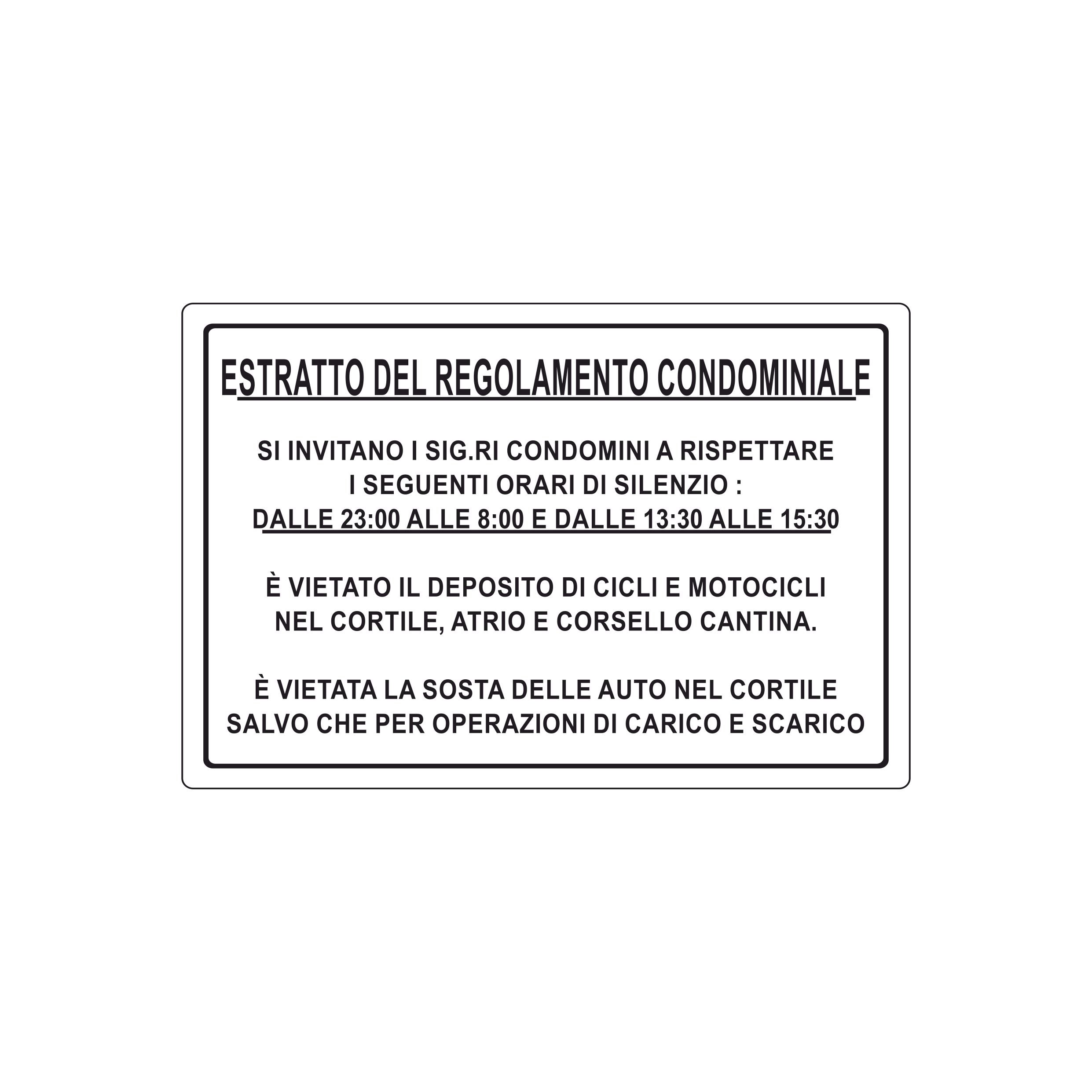 ESTRATTO DEL REGOLAMENTO CONDOMINIALE 300X200 MM