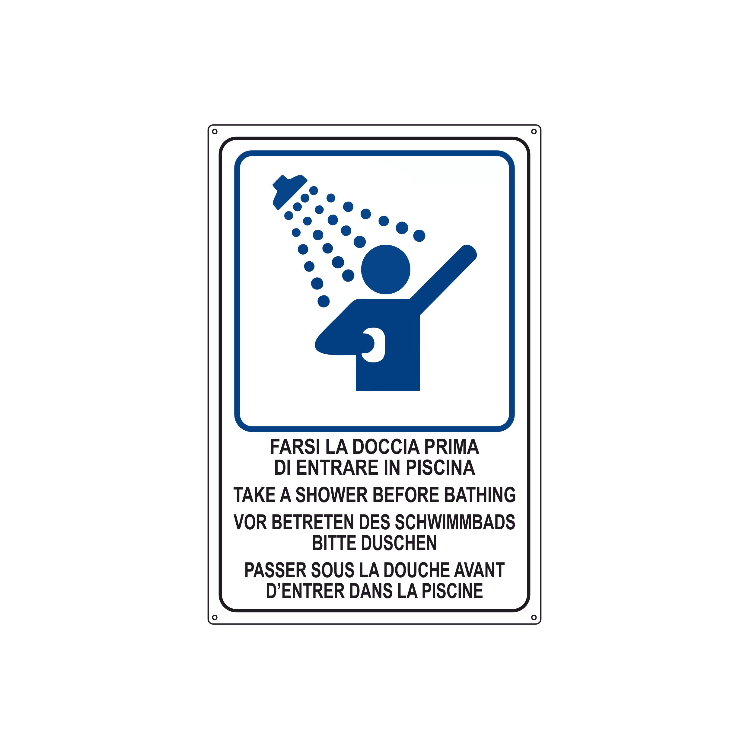 FARSI LA DOCCIA PRIMA DI ENTRARE IN PISCINA (MULTILINGUA) 200X300 MM
