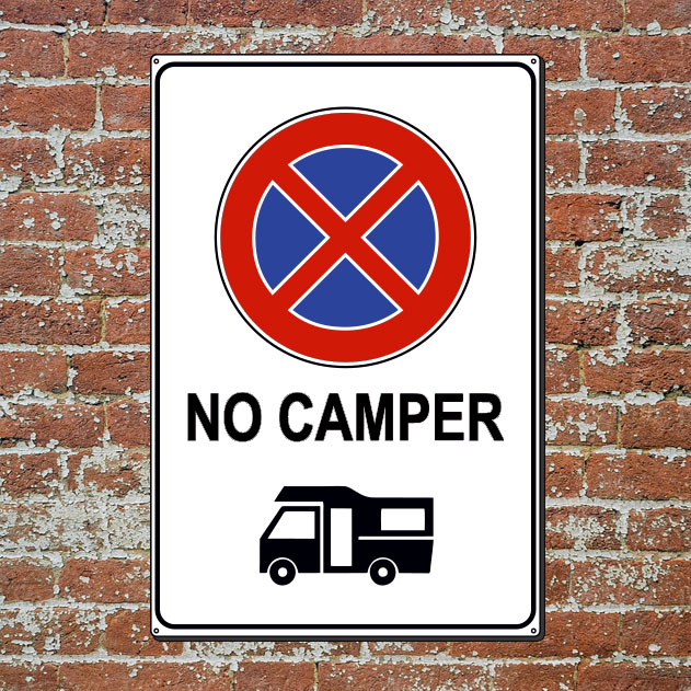 DIVIETO DI SOSTA E FERMATA PER CAMPER 400x600 mm