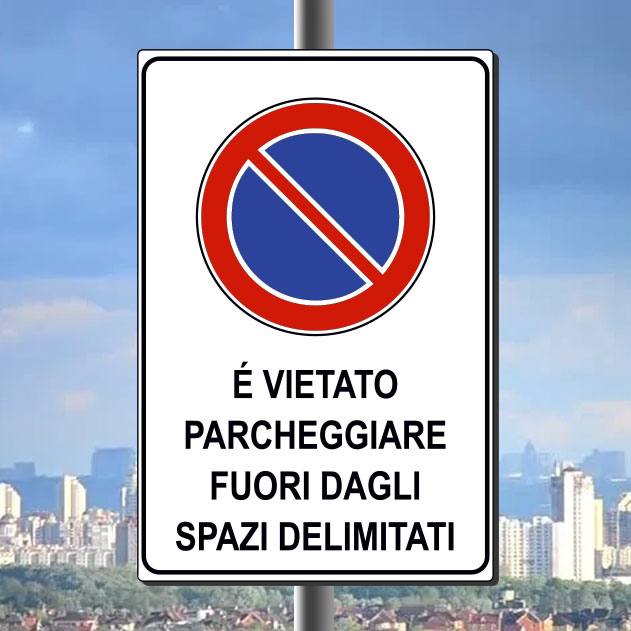 È VIETATO PARCHEGGIARE FUORI DAGLI SPAZI DELIMITATI 400x600 mm (P)