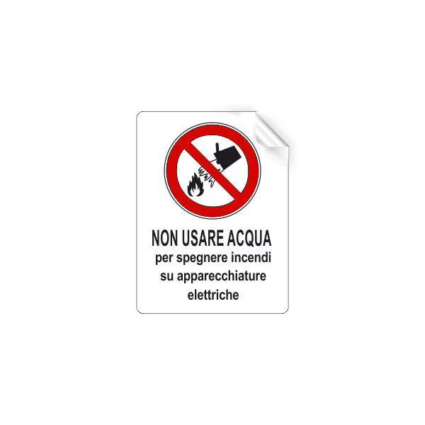 ADESIVO NON USARE ACQUA PER SPEGNERE INCENDI 150x200 mm
