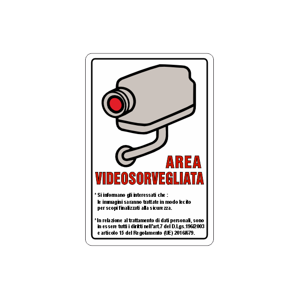 ADESIVO AREA VIDEOSORVEGLIATA 120x180 mm